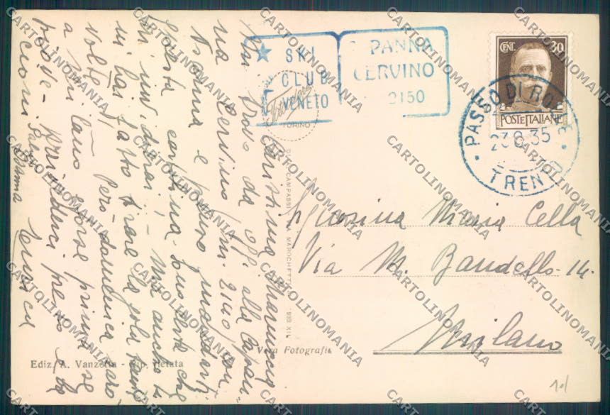 Trento Passo Rolle Nevicata Sci Foto cartolina ZB0916 – retro