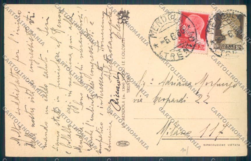 Trento Passo della Mendola cartolina ZB0953 – retro