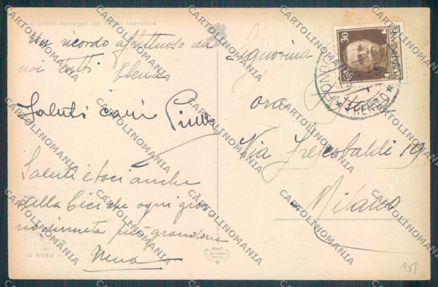 Trento Passo della Mendola cartolina ZB0978 – retro