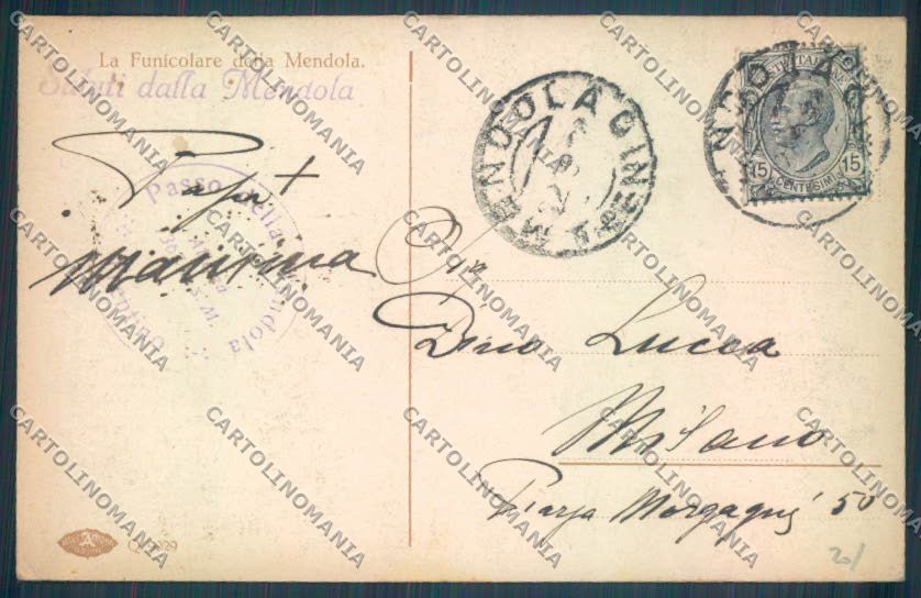 Trento Passo della Mendola Funicolare cartolina ZB0991 – retro