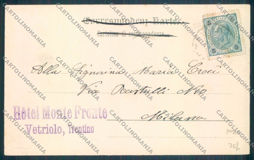 Trento Levico Terme Vetriolo Poste cartolina ZB1016 – retro
