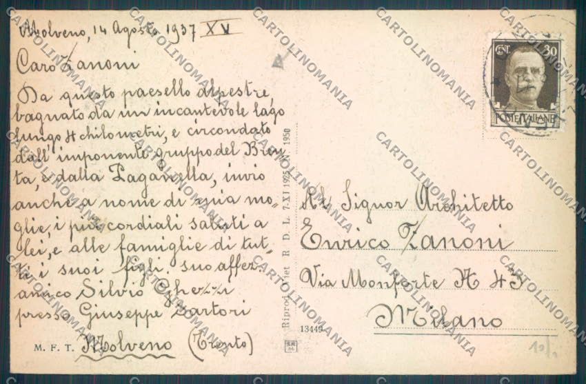 Trento Molveno cartolina ZB1035 – retro