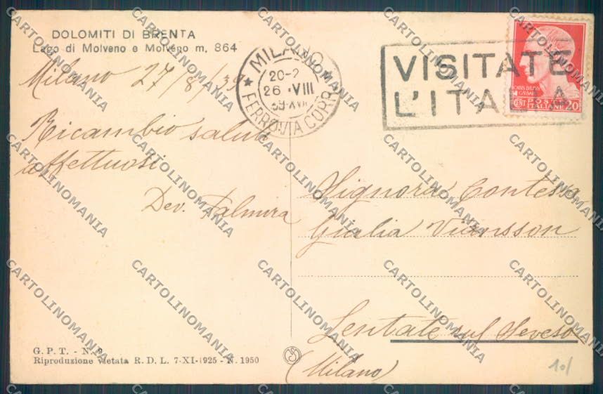 Trento Molveno cartolina ZB1037 – retro