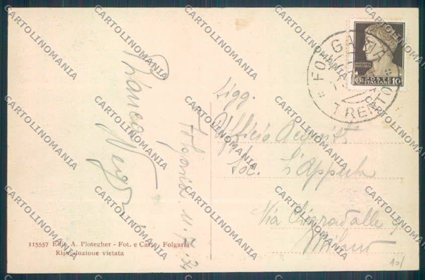 Trento Folgaria cartolina ZB1049 – retro