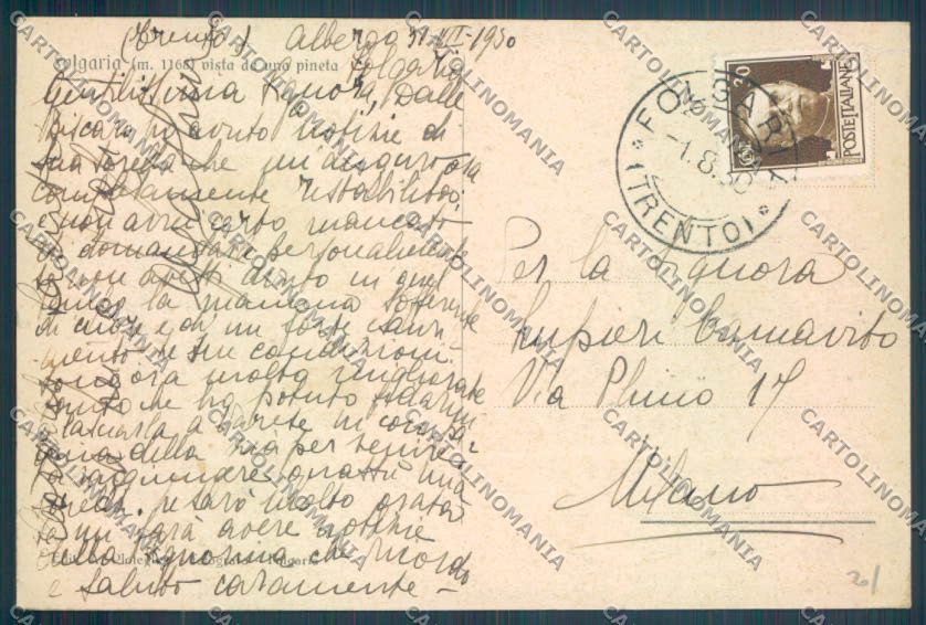 Trento Folgaria cartolina ZB1057 – retro