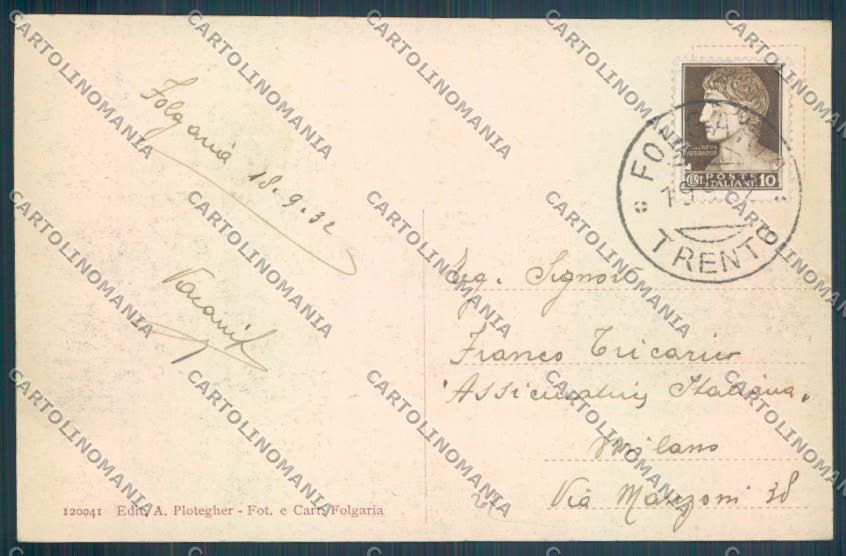 Trento Folgaria cartolina ZB1058 – retro