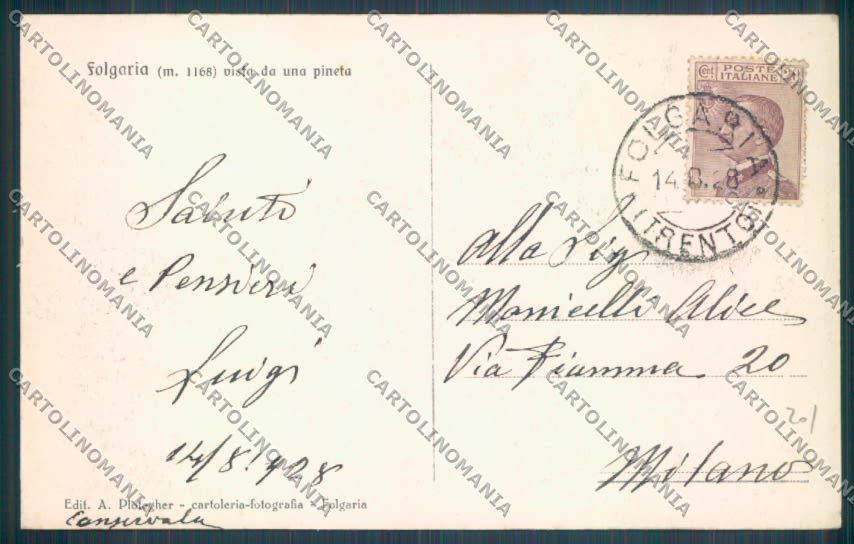 Trento Folgaria cartolina ZB1060 – retro
