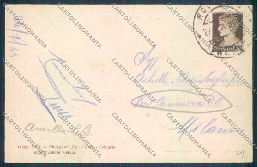 Trento Folgaria cartolina ZB1062 – retro