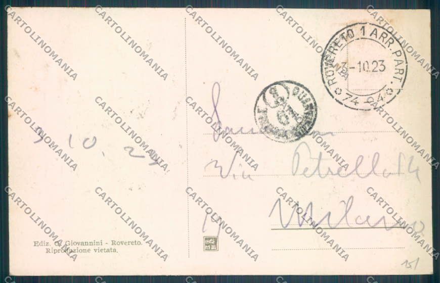 Trento Rovereto cartolina ZB1097 – retro