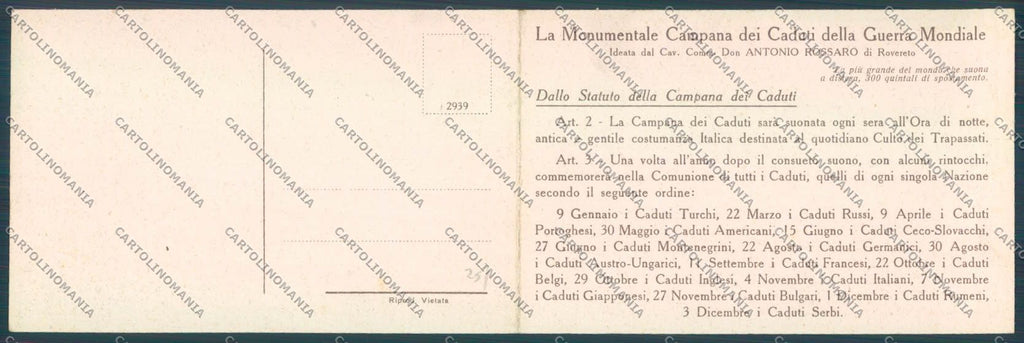 Trento Rovereto Doppia Campana cartolina ZB1156 – retro