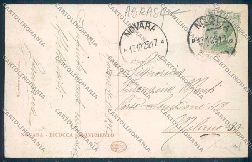 Novara Città ABRASA cartolina ZB1214 – retro