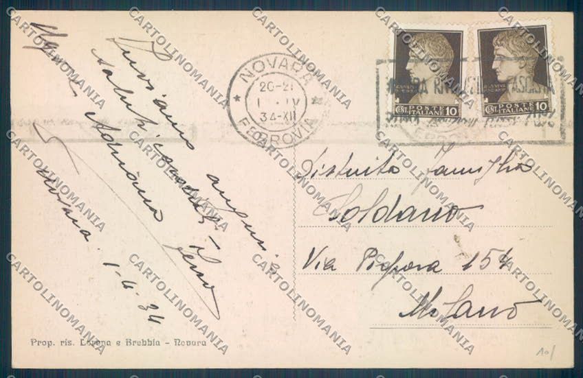 Novara Città cartolina ZB1222 – retro