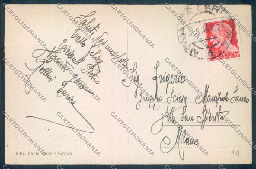 Novara Città cartolina ZB1263 – retro