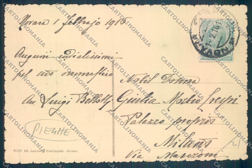 Novara Città PIEGHE cartolina ZB1277 – retro