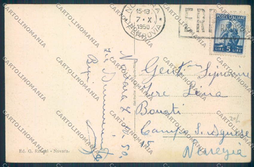 Novara Città Poste cartolina ZB1287 – retro