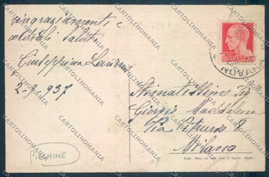 Novara Arona PIEGHINE cartolina ZB1317 – retro