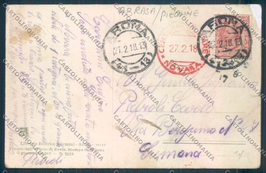 Novara Arona ABRASA PIEGHINE cartolina ZB1333 – retro