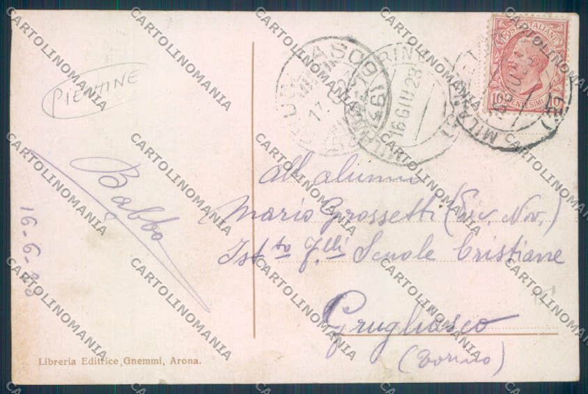 Novara Arona PIEGHINE cartolina ZB1396 – retro