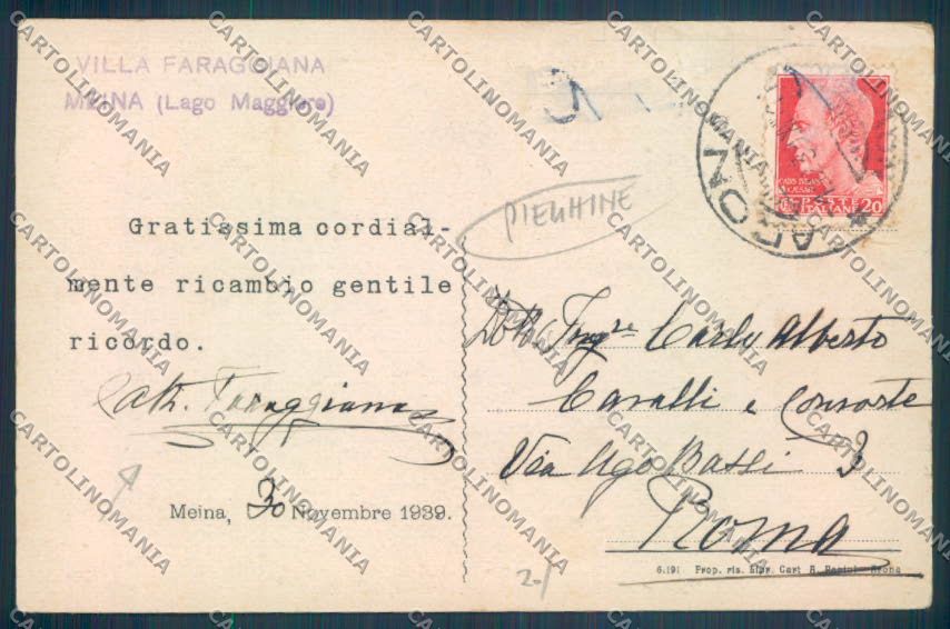 Novara Arona PIEGHINE cartolina ZB1453 – retro