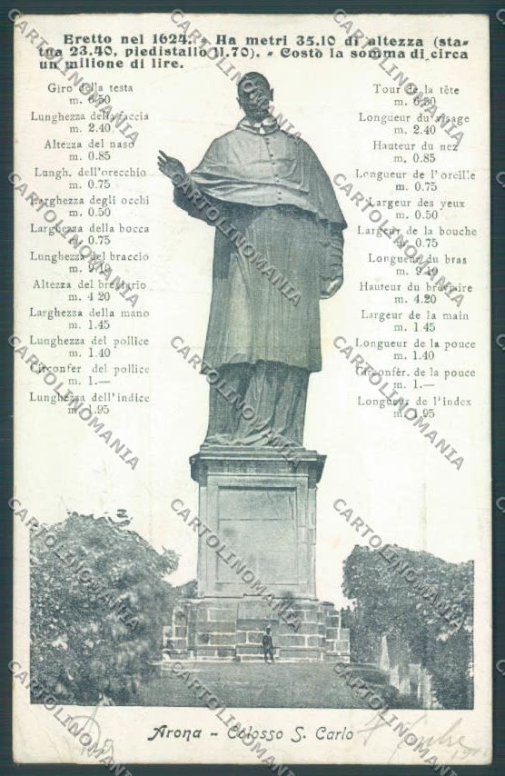 Novara Arona San Carlo cartolina ZB1475 – fronte