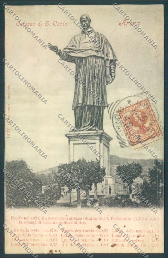 Novara Arona San Carlo cartolina ZB1476 – fronte