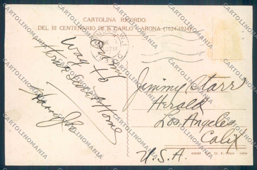 Novara Arona San Carlo cartolina ZB1481 – retro