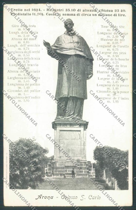 Novara Arona San Carlo cartolina ZB1486 – fronte