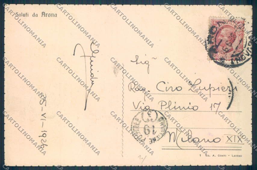 Novara Arona San Carlo cartolina ZB1490 – retro