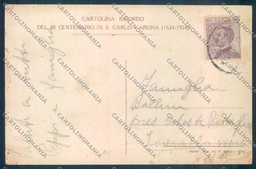 Novara Arona San Carlo cartolina ZB1498 – retro