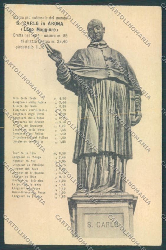 Novara Arona San Carlo cartolina ZB1499 – fronte