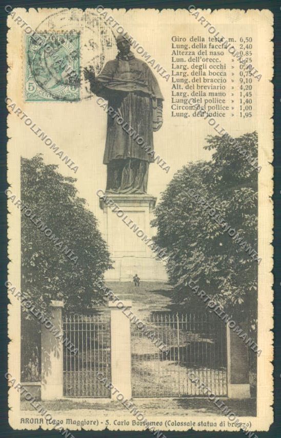 Novara Arona San Carlo PIEGA cartolina ZB1508 – fronte