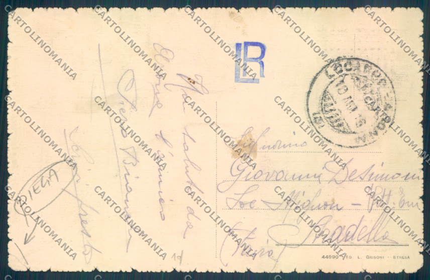 Novara Arona San Carlo PIEGA cartolina ZB1508 – retro