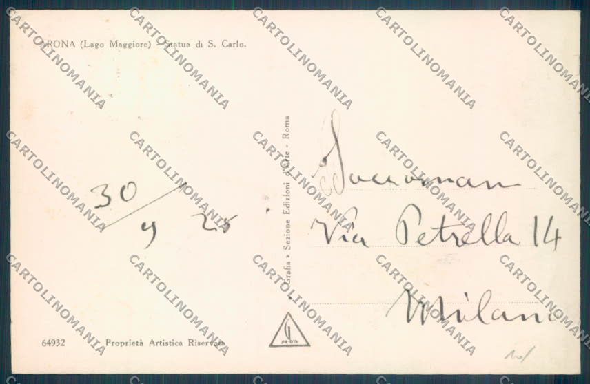 Novara Arona San Carlo Foto cartolina ZB1511 – retro