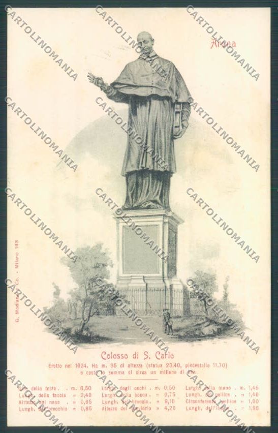 Novara Arona San Carlo cartolina ZB1514 – fronte