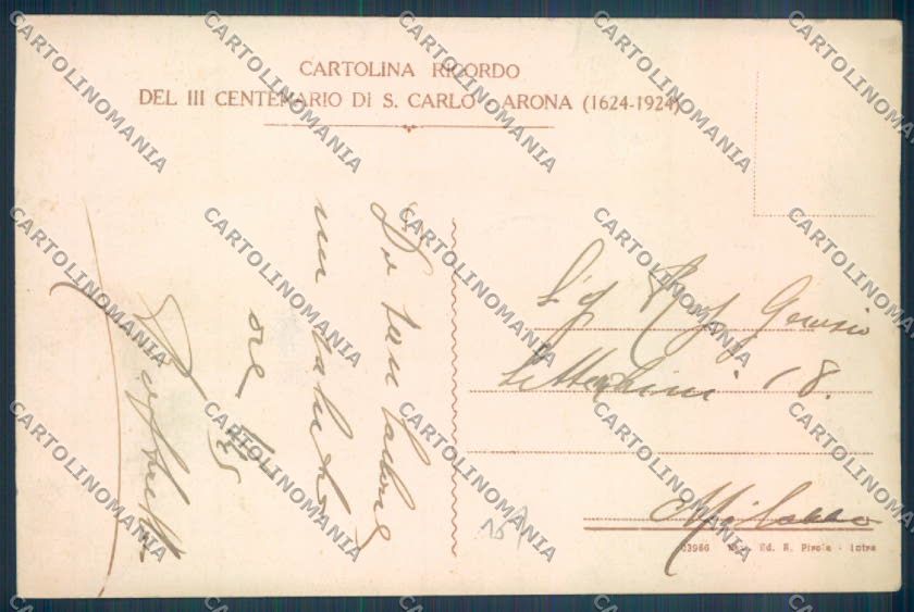 Novara Arona San Carlo cartolina ZB1515 – retro