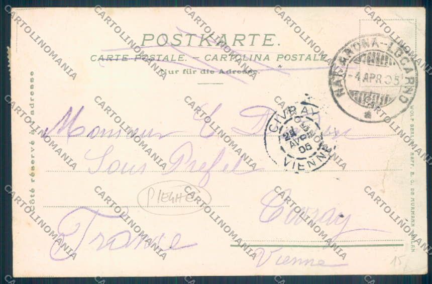 Novara Arona Dagnente PIEGHE cartolina ZB1523 – retro