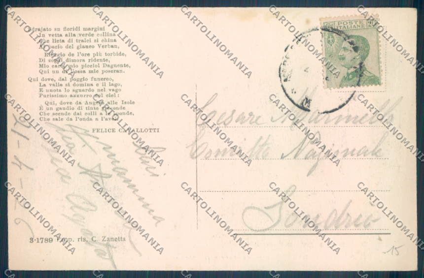 Novara Arona Dagnente cartolina ZB1533 – retro