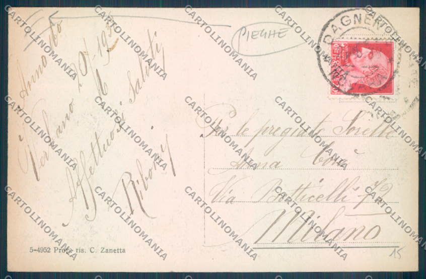 Novara Arona Dagnente PIEGHE cartolina ZB1535 – retro