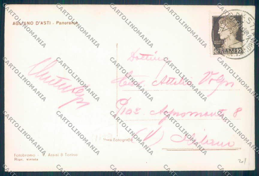 Asti Agliano Terme Foto cartolina ZB1615 – retro