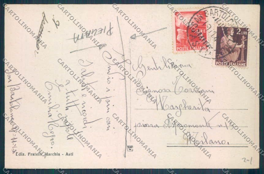 Asti Castagnole delle Lanze PIEGATA cartolina ZB1640 – retro