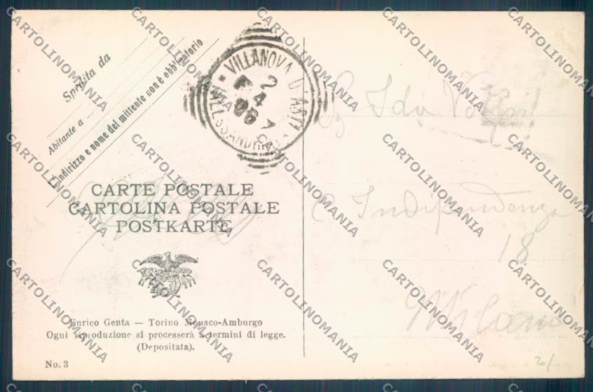 Asti Villanova Genta cartolina ZB1781 – retro