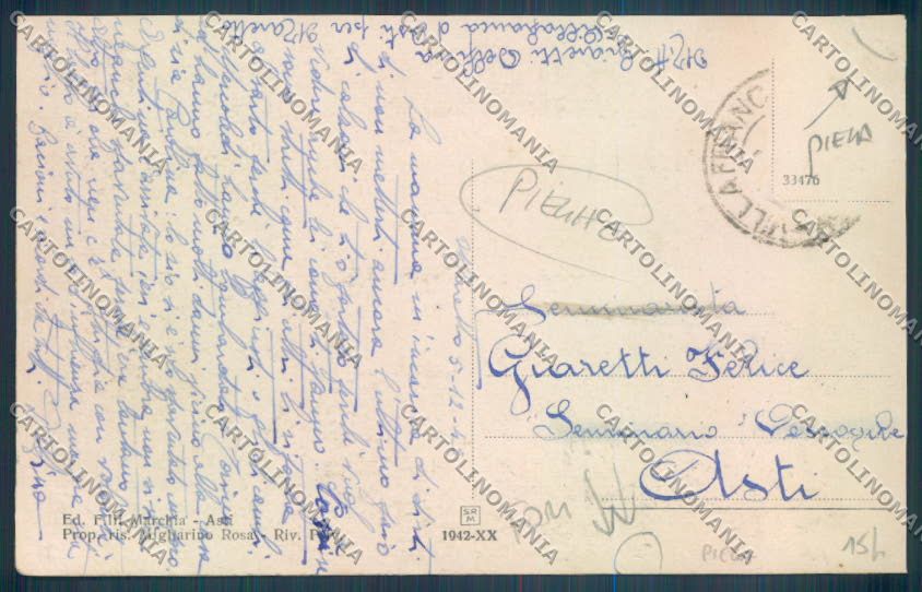 Asti Villafranca d'Asti PIEGHE FORI cartolina ZB1829 – retro