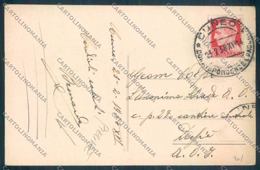 Cuneo Città Stazione PIEGHE cartolina ZB1911 – retro