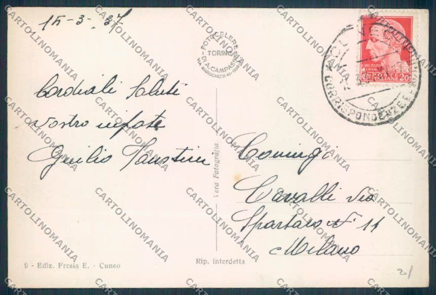 Cuneo Città Foto cartolina ZB1918 – retro
