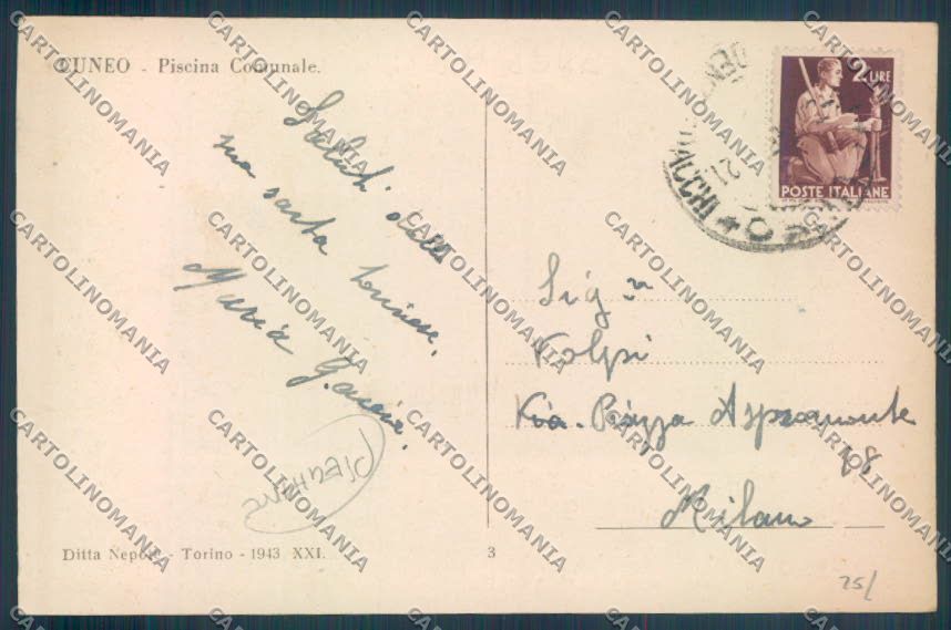 Cuneo Città PIEGHINE Foto cartolina ZB1938 – retro