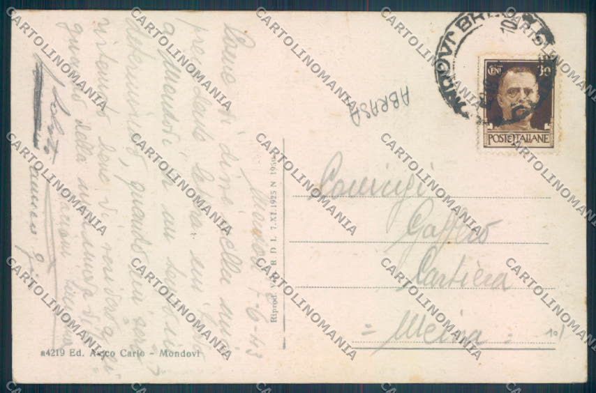 Cuneo Mondovì ABRASA cartolina ZB1968 – retro