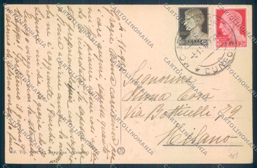 Cuneo Mondovì cartolina ZB1976 – retro