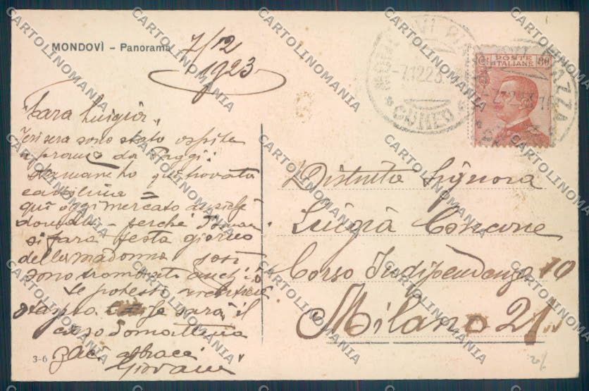 Cuneo Mondovì cartolina ZB1980 – retro