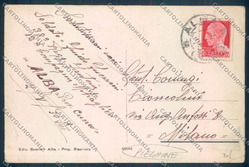 Cuneo Alba PIEGHINE cartolina ZB2003 – retro