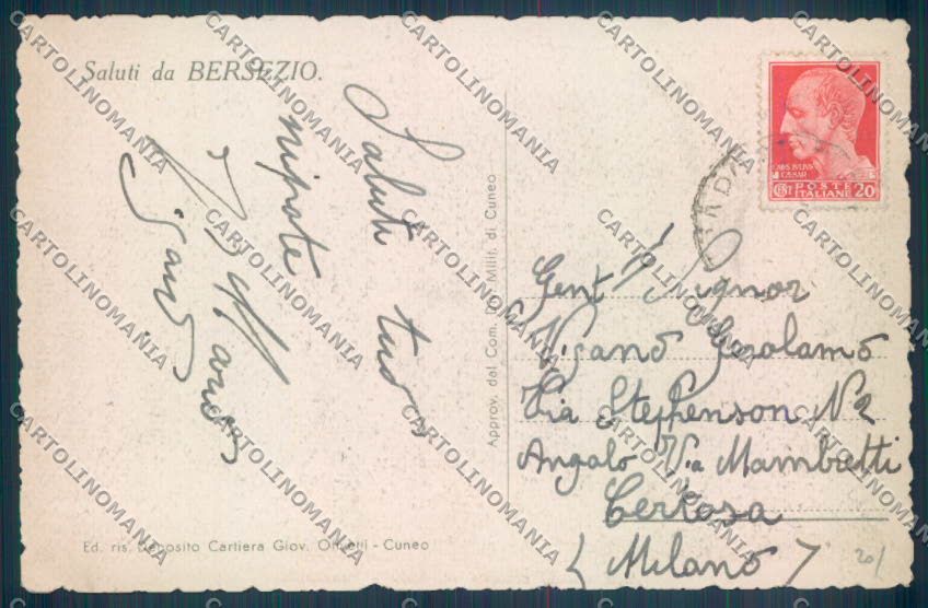 Cuneo Argentera Bersezio cartolina ZB2030 – retro